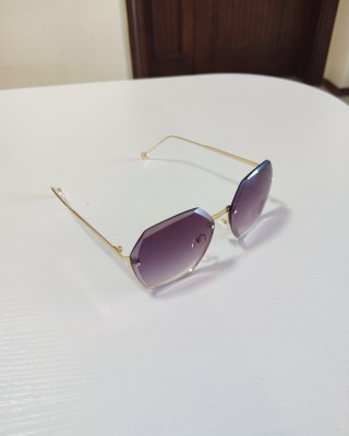 Rimless Trimmed Round Sunglasses